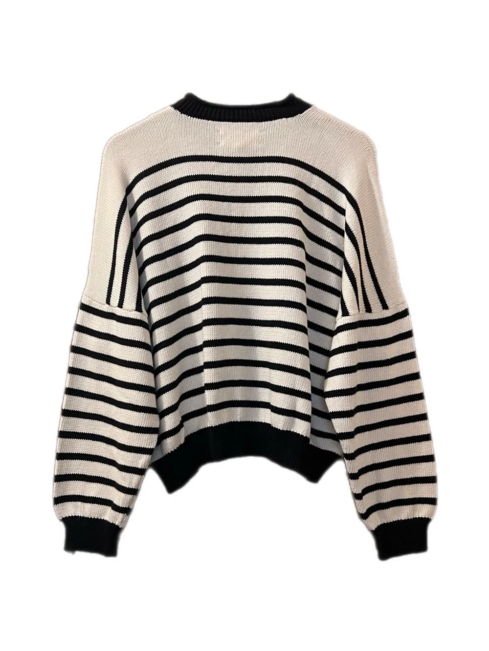 The Great. Cotton Roll Neck Striped Crewneck Sweater Sz M